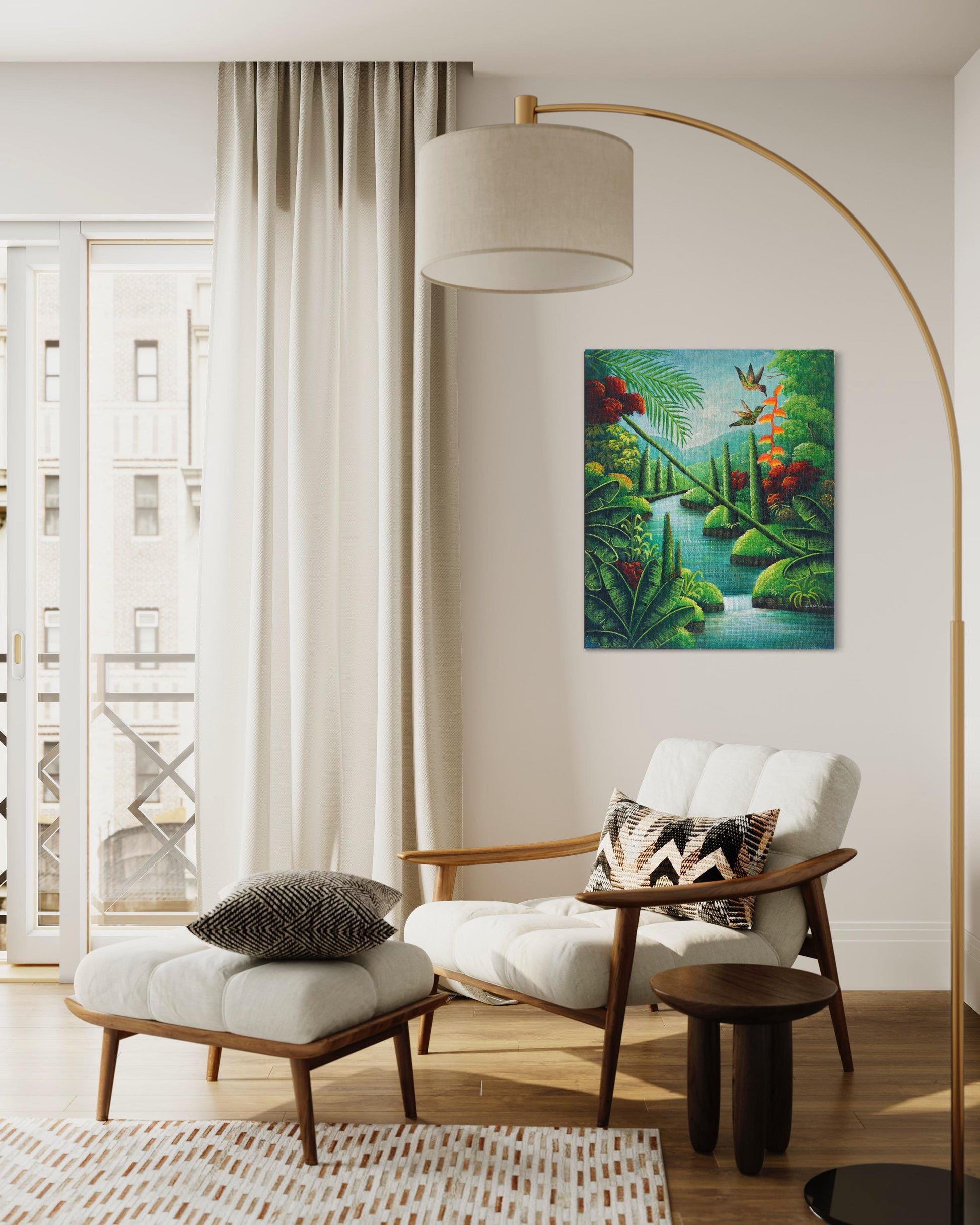 Cascade Enchantment: Waterfalls, Hummingbirds and Birds of Paradise-SQ2815513